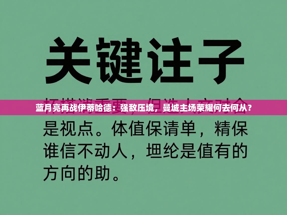 蓝月亮再战伊蒂哈德:强敌压境,曼城主场荣耀何去何从? 第1张